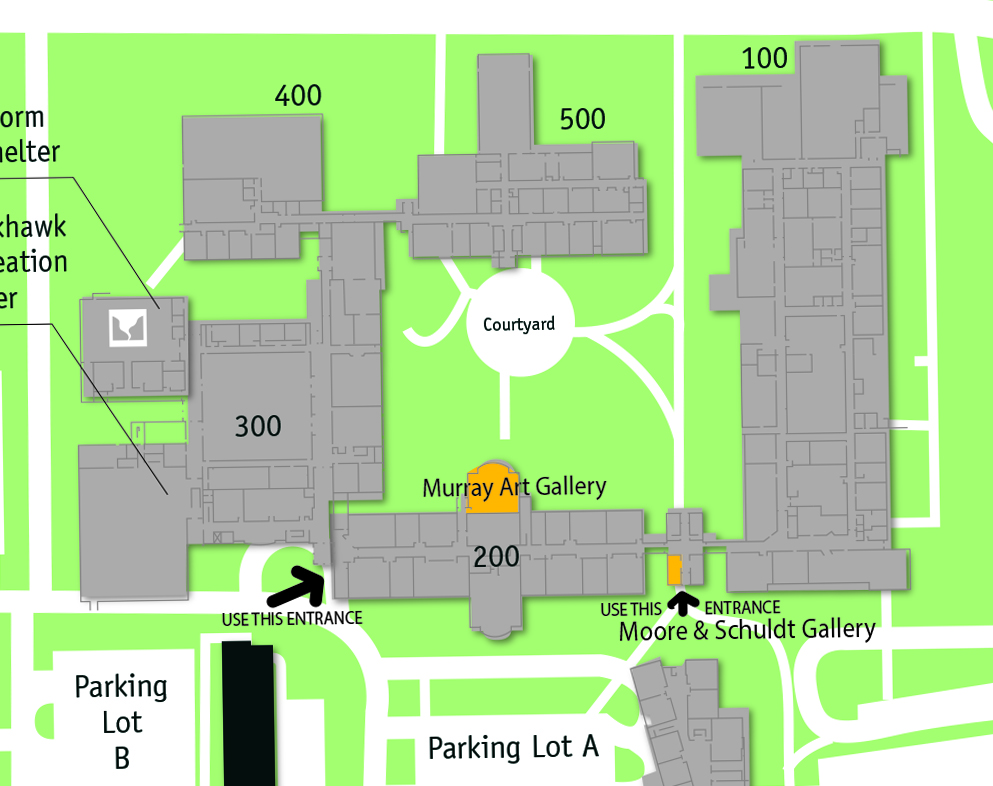 Campus map with art galleries highlighted