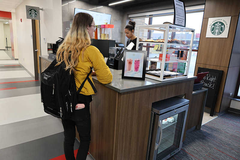 Student buying coffee