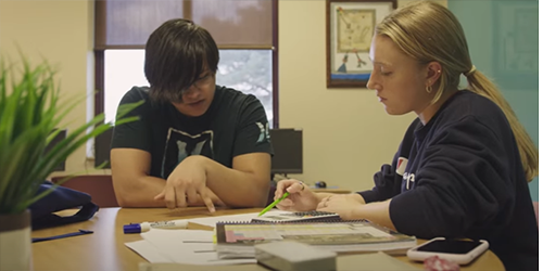 students working together in tutoring center