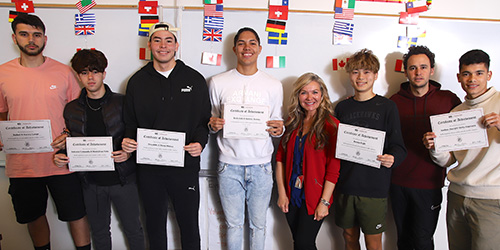 happy students with certificates