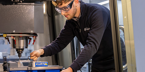 Welding student working on a project