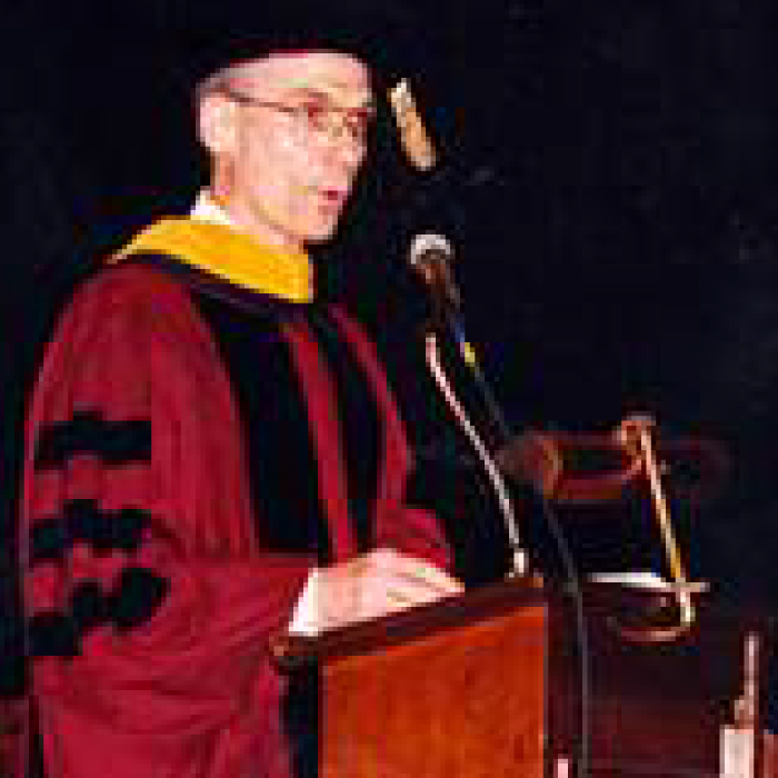 Dr. Ed Stone speaking at graduation