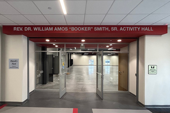 Entry doors to new activity hall.
