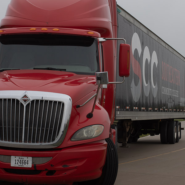 Red semi truck