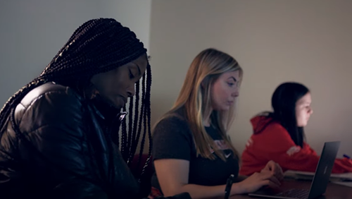 Students studying in class